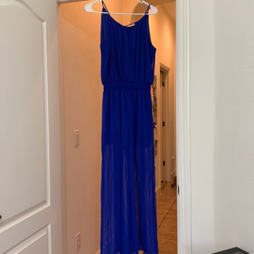 Sheer royal blue romper